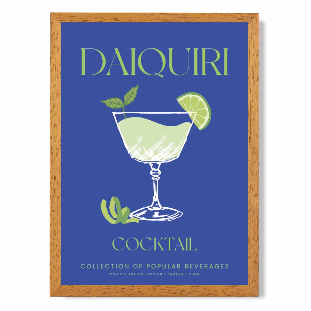 Daiquiri Navy Blue, Colourful Cocktail Art Print | Wall Art Plaza UK