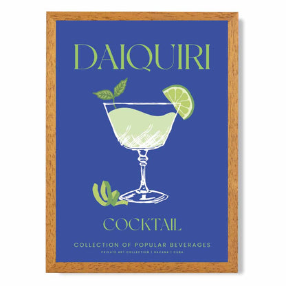 Daiquiri Navy Blue, Colourful Cocktail Art Print | Wall Art Plaza UK