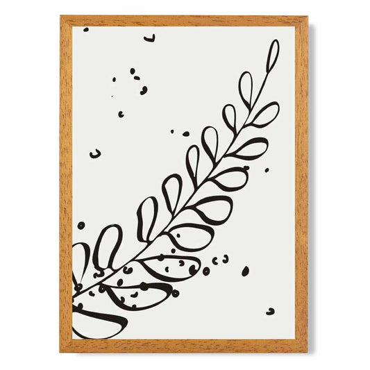 Minimal Line Art Grey, Black Floral Branch Art Poster | Wall Art Plaza