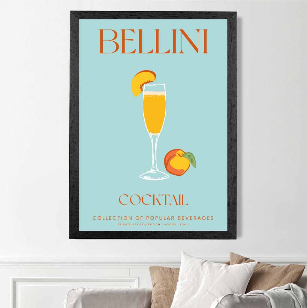 Bellini Aqua Blue, Colourful Cocktail Art Print | Wall Art Plaza UK