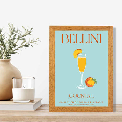 Bellini Aqua Blue, Colourful Cocktail Art Print | Wall Art Plaza UK