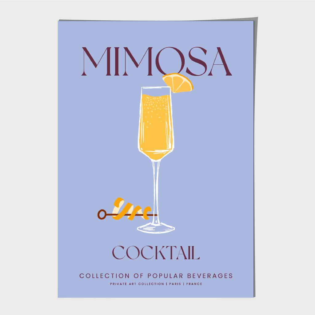 Mimosa Purple, Colourful Cocktail Art Print | Wall Art Plaza UK