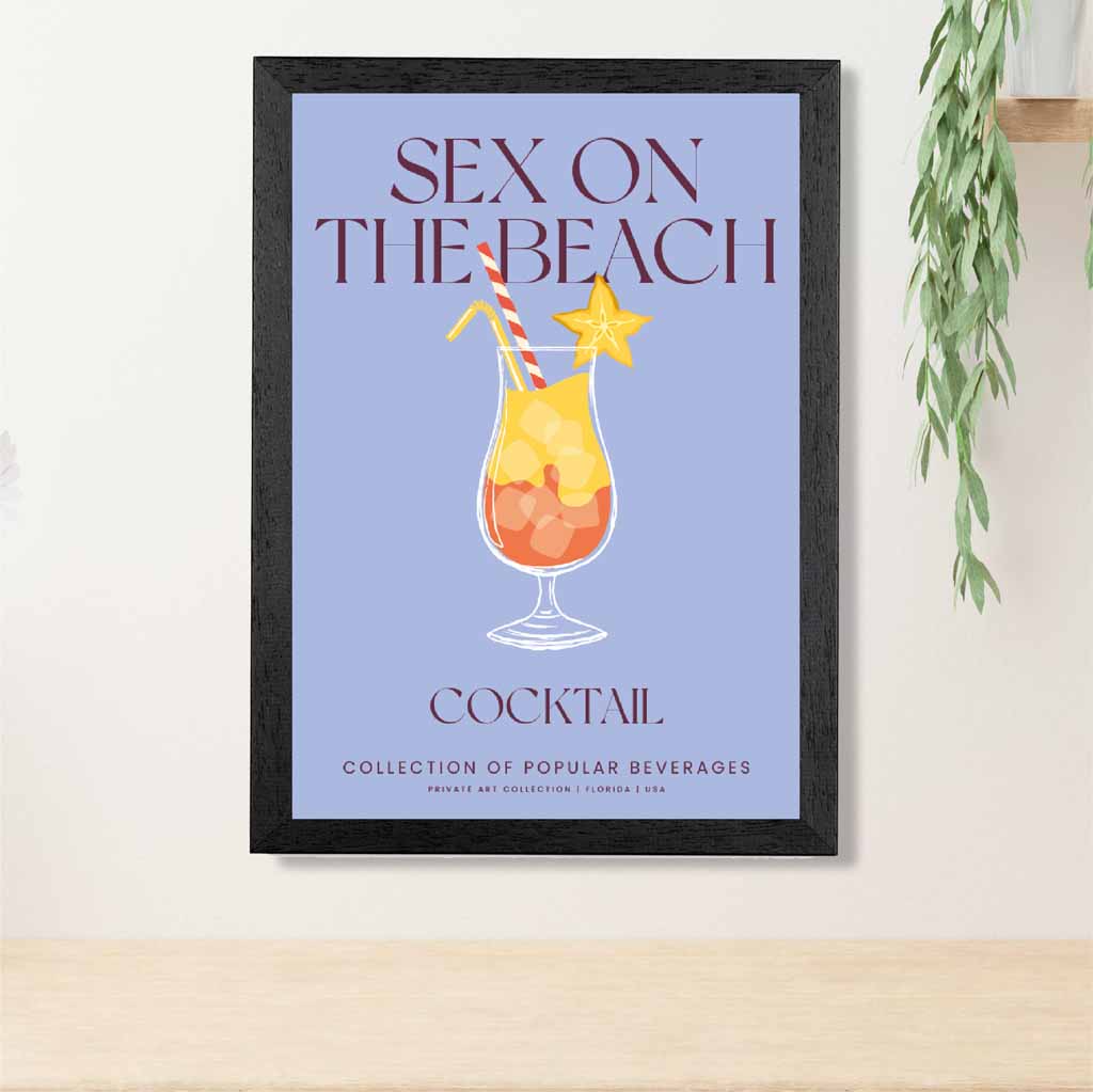 On The Beach Purple, Colourful Cocktail Art Print | Wall Art Plaza UK