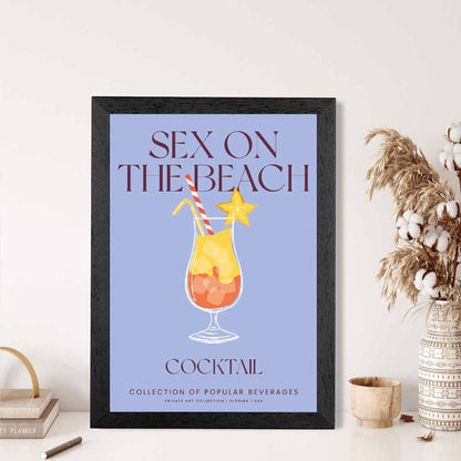 On The Beach Purple, Colourful Cocktail Art Print | Wall Art Plaza UK