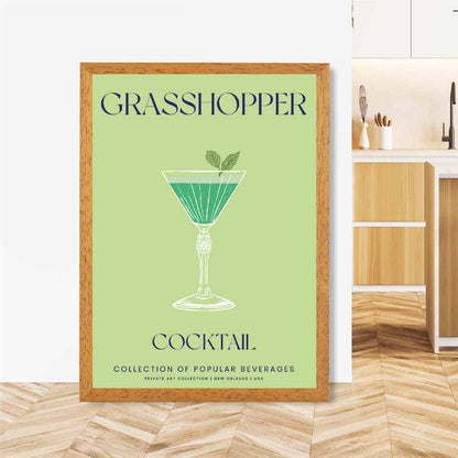 Grasshopper Green, Colourful Cocktail Art Print | Wall Art Plaza UK