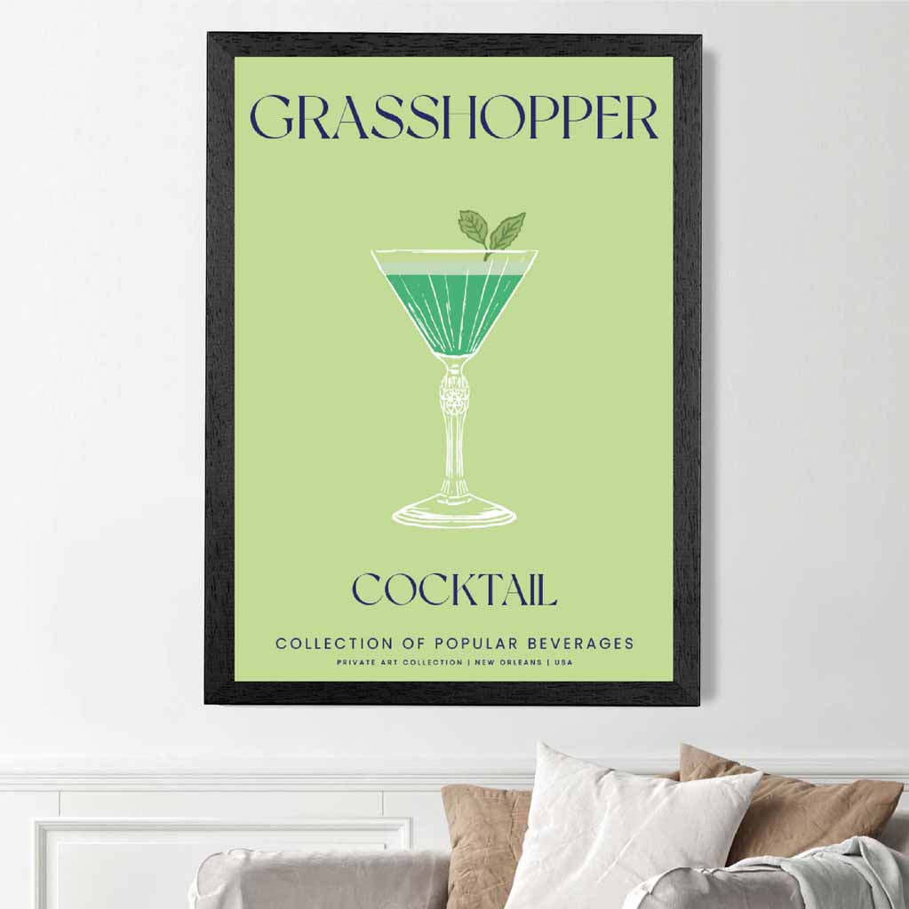 Grasshopper Green, Colourful Cocktail Art Print | Wall Art Plaza UK