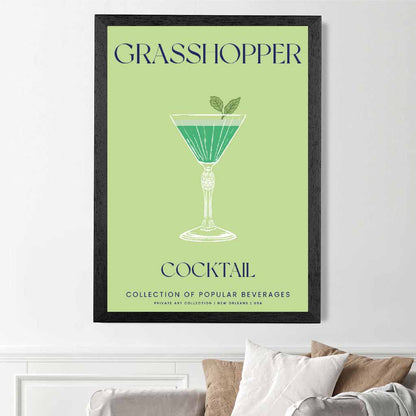 Grasshopper Green, Colourful Cocktail Art Print | Wall Art Plaza UK