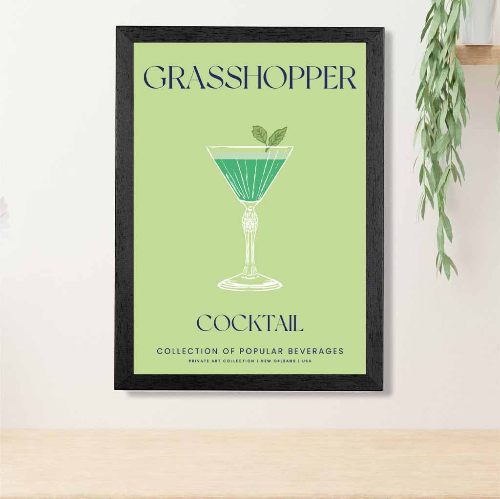 Grasshopper Green, Colourful Cocktail Art Print | Wall Art Plaza UK