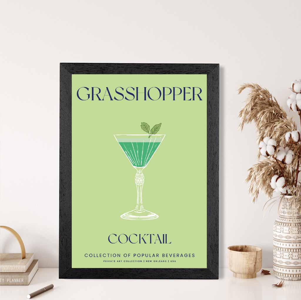 Grasshopper Green, Colourful Cocktail Art Print | Wall Art Plaza UK