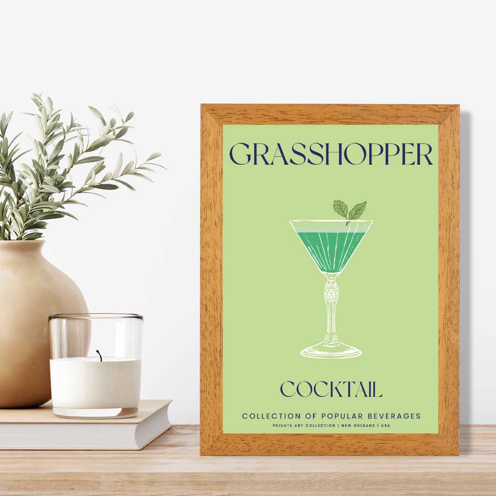 Grasshopper Green, Colourful Cocktail Art Print | Wall Art Plaza UK