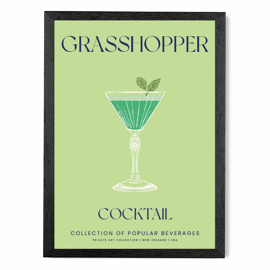 Grasshopper Green, Colourful Cocktail Art Print | Wall Art Plaza UK