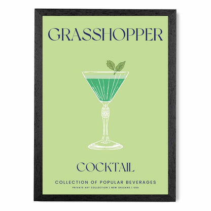 Grasshopper Green, Colourful Cocktail Art Print | Wall Art Plaza UK