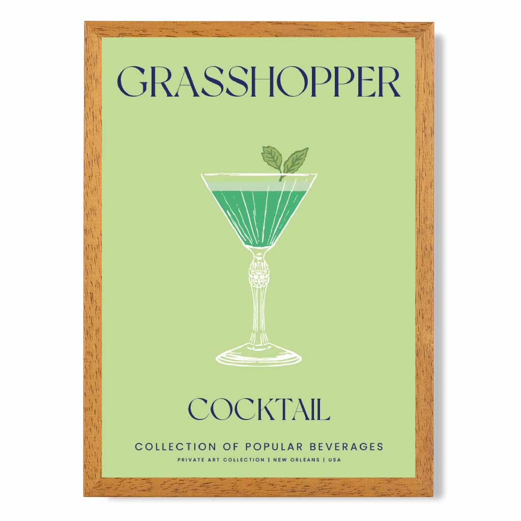 Grasshopper Green, Colourful Cocktail Art Print | Wall Art Plaza UK