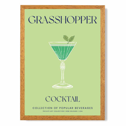 Grasshopper Green, Colourful Cocktail Art Print | Wall Art Plaza UK