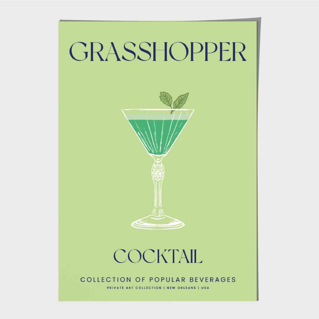 Grasshopper Green, Colourful Cocktail Art Print | Wall Art Plaza UK