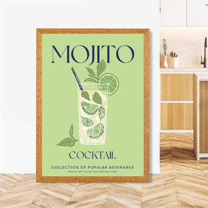 Mojito Green, Colourful Cocktail Art Print | Wall Art Plaza UK