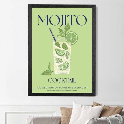 Mojito Green, Colourful Cocktail Art Print | Wall Art Plaza UK