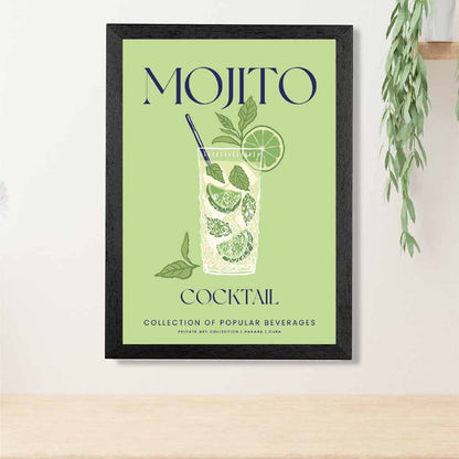 Mojito Green, Colourful Cocktail Art Print | Wall Art Plaza UK