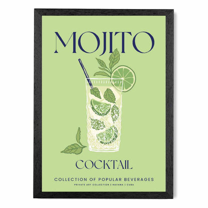 Mojito Green, Colourful Cocktail Art Print | Wall Art Plaza UK