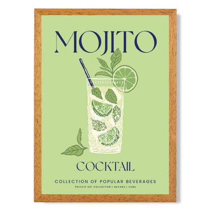Mojito Green, Colourful Cocktail Art Print | Wall Art Plaza UK