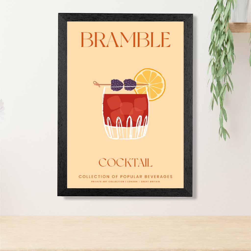 Bramble Beige, Colourful Cocktail Art Poster | Wall Art Plaza UK
