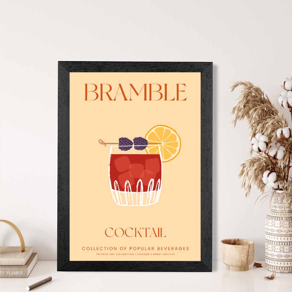 Bramble Beige, Colourful Cocktail Art Poster | Wall Art Plaza UK