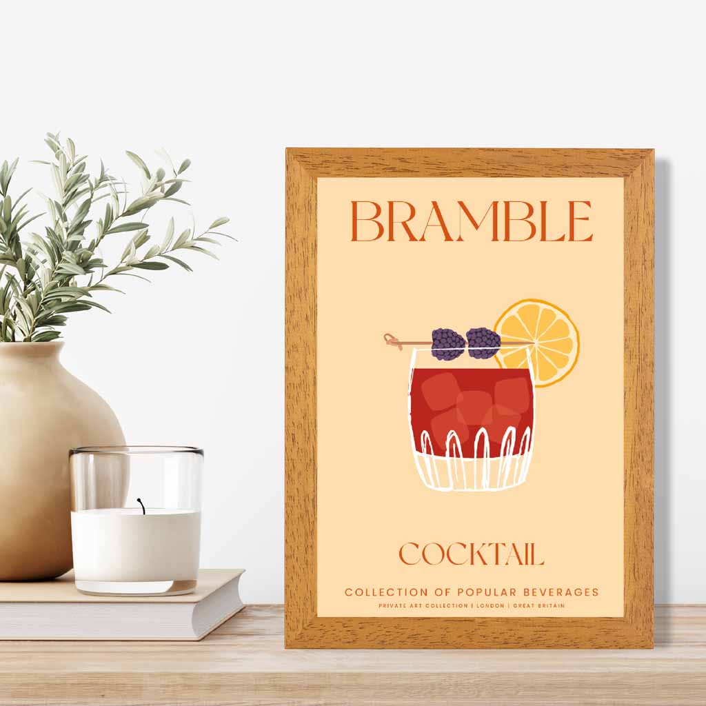 Bramble Beige, Colourful Cocktail Art Poster | Wall Art Plaza UK