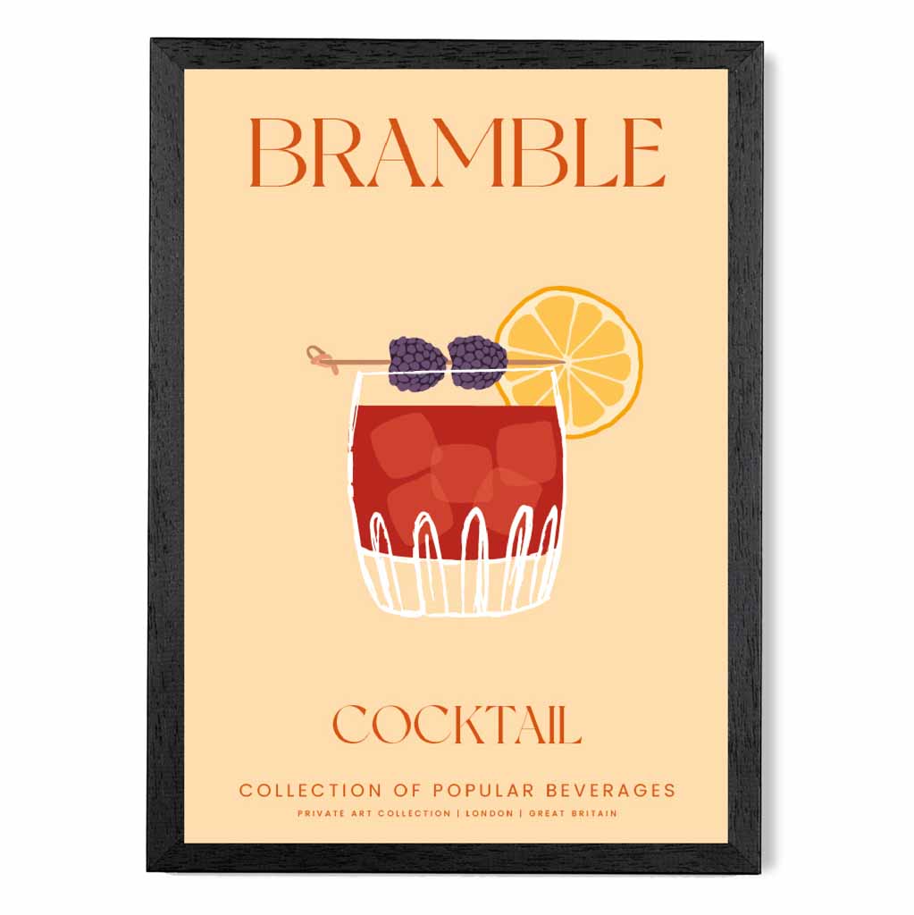 Bramble Beige, Colourful Cocktail Art Poster | Wall Art Plaza UK