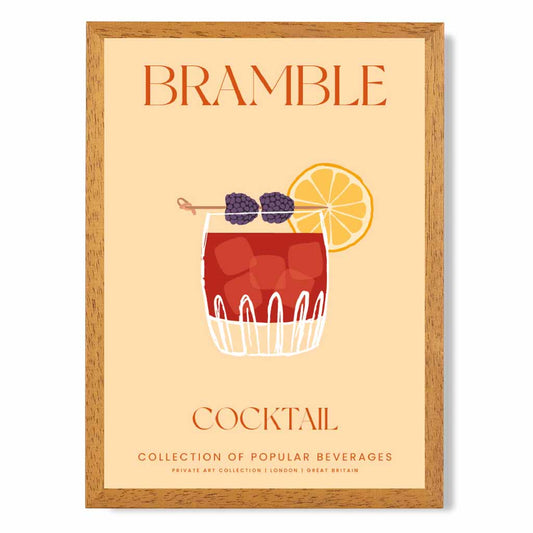 Bramble Beige, Colourful Cocktail Art Poster | Wall Art Plaza UK