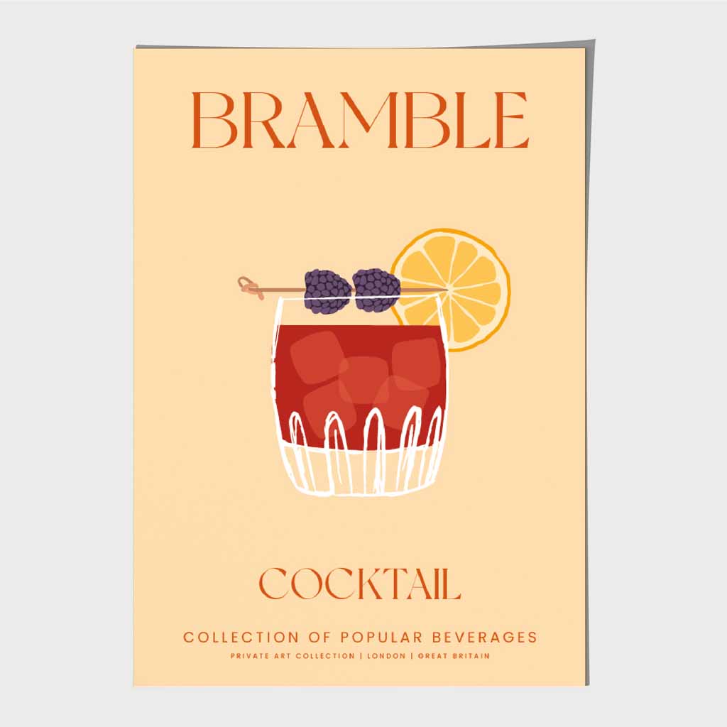 Bramble Beige, Colourful Cocktail Art Poster | Wall Art Plaza UK