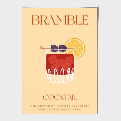 Bramble Beige, Colourful Cocktail Art Poster | Wall Art Plaza UK