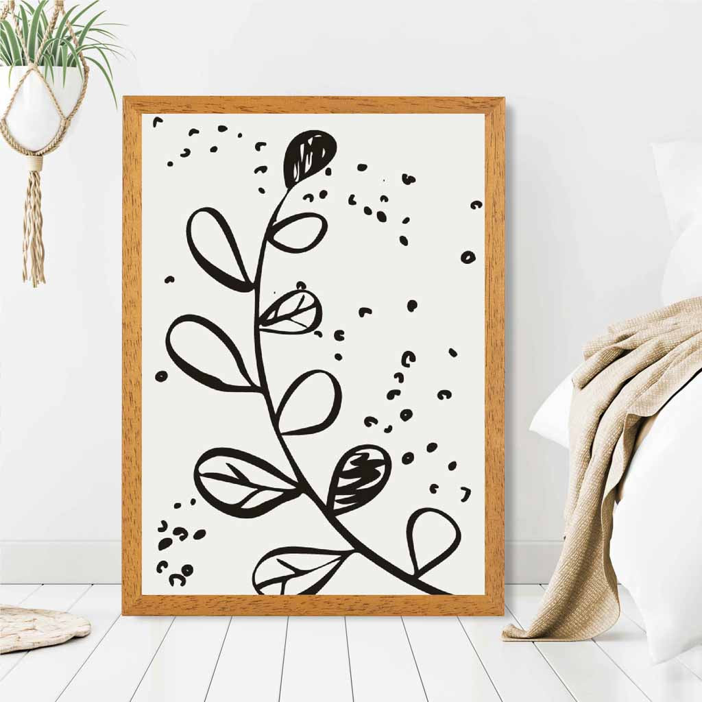 Minimal Line Art Grey, Black Floral Art Poster | Wall Art Plaza