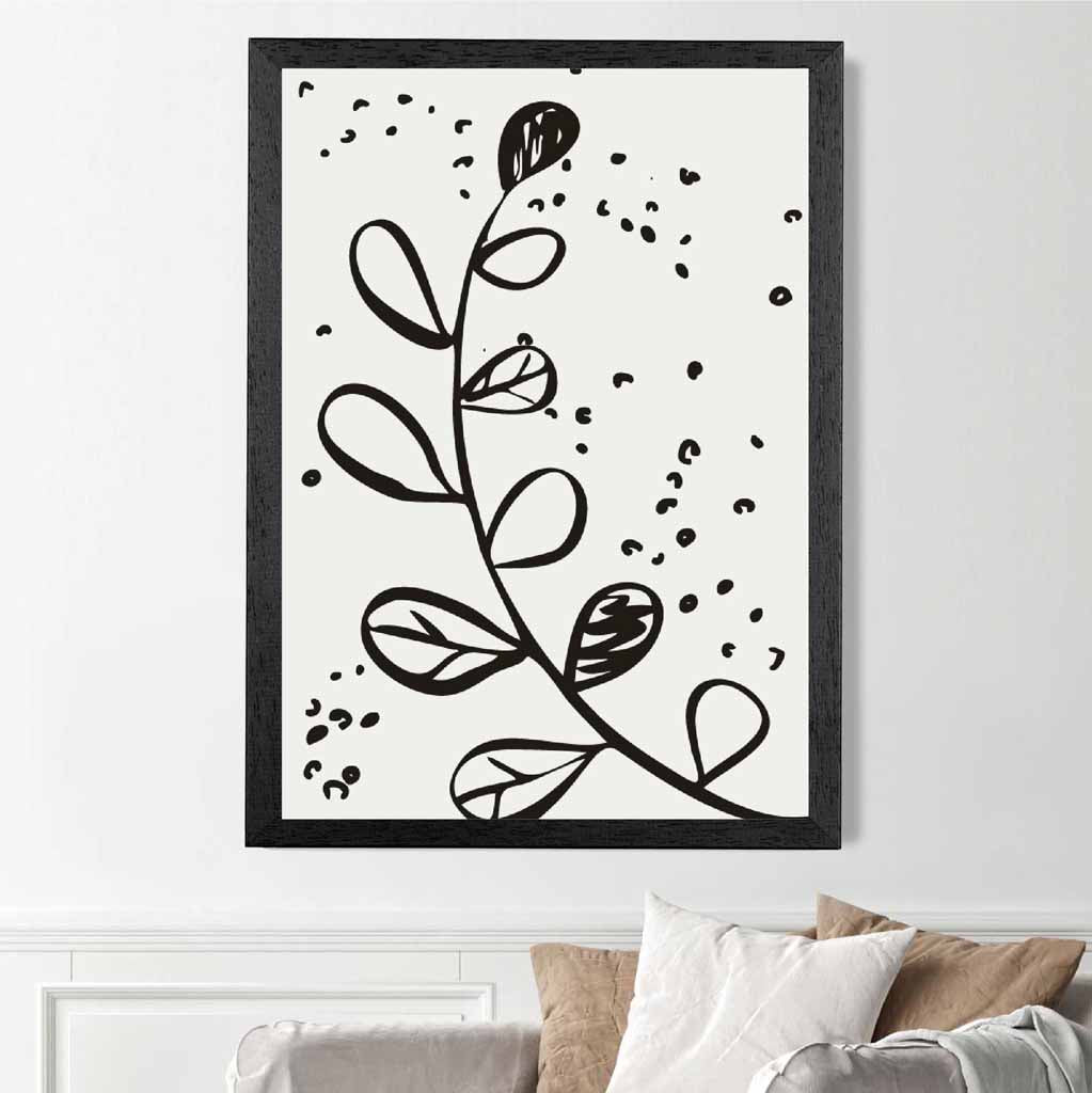 Minimal Line Art Grey, Black Floral Art Poster | Wall Art Plaza