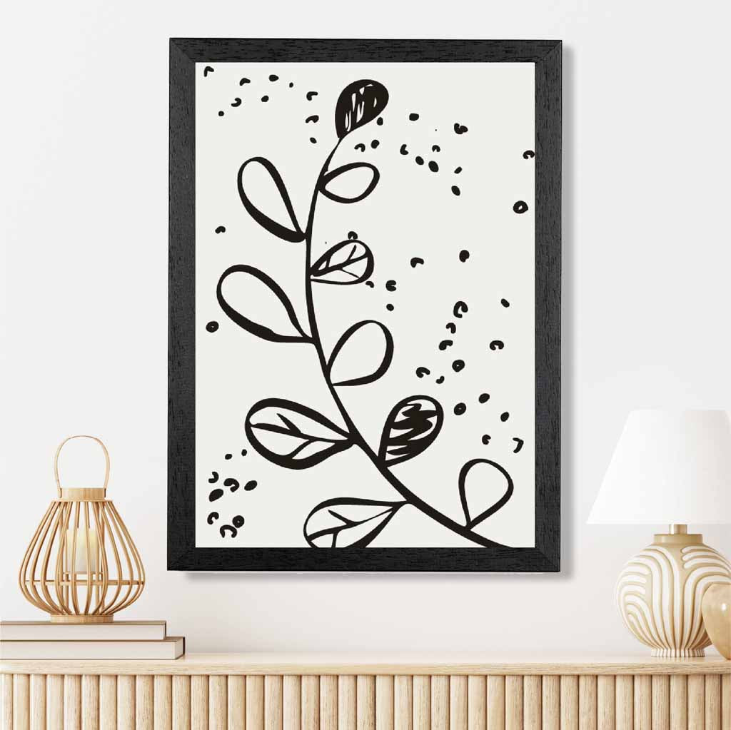 Minimal Line Art Grey, Black Floral Art Poster | Wall Art Plaza