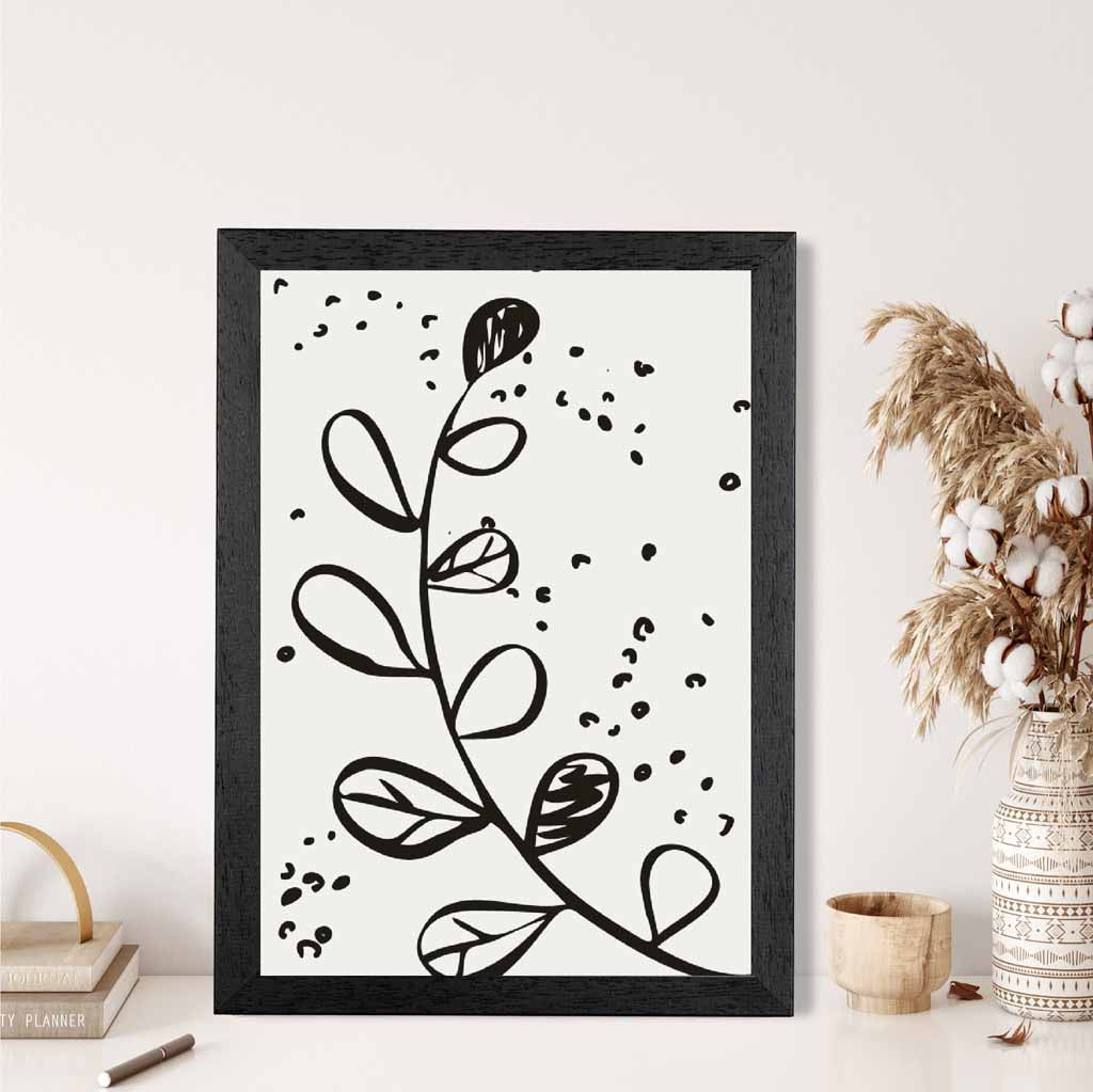 Minimal Line Art Grey, Black Floral Art Poster | Wall Art Plaza