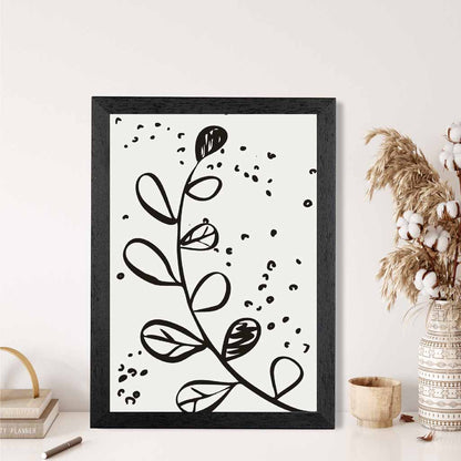 Minimal Line Art Grey, Black Floral Art Poster | Wall Art Plaza