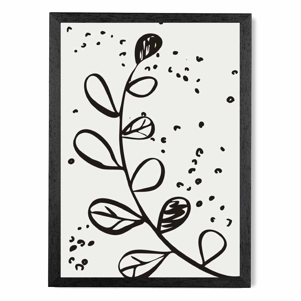 Minimal Line Art Grey, Black Floral Art Poster | Wall Art Plaza