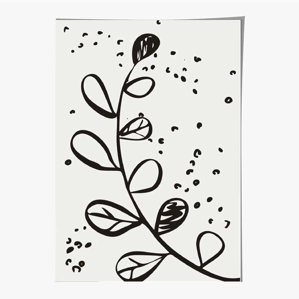 Minimal Line Art Grey, Black Floral Art Poster | Wall Art Plaza