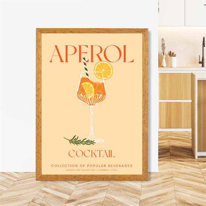 Aperol Beige, Colourful Cocktail Art Print | Wall Art Plaza UK