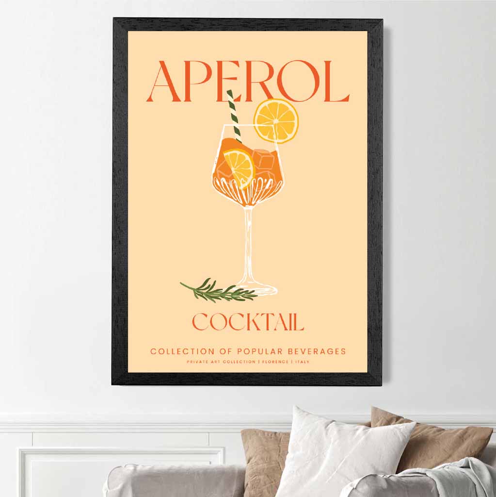 Aperol Beige, Colourful Cocktail Art Print | Wall Art Plaza UK
