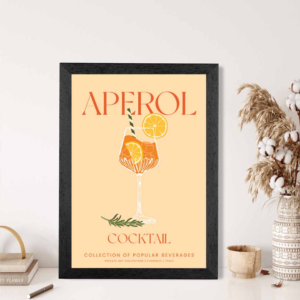 Aperol Beige, Colourful Cocktail Art Print | Wall Art Plaza UK