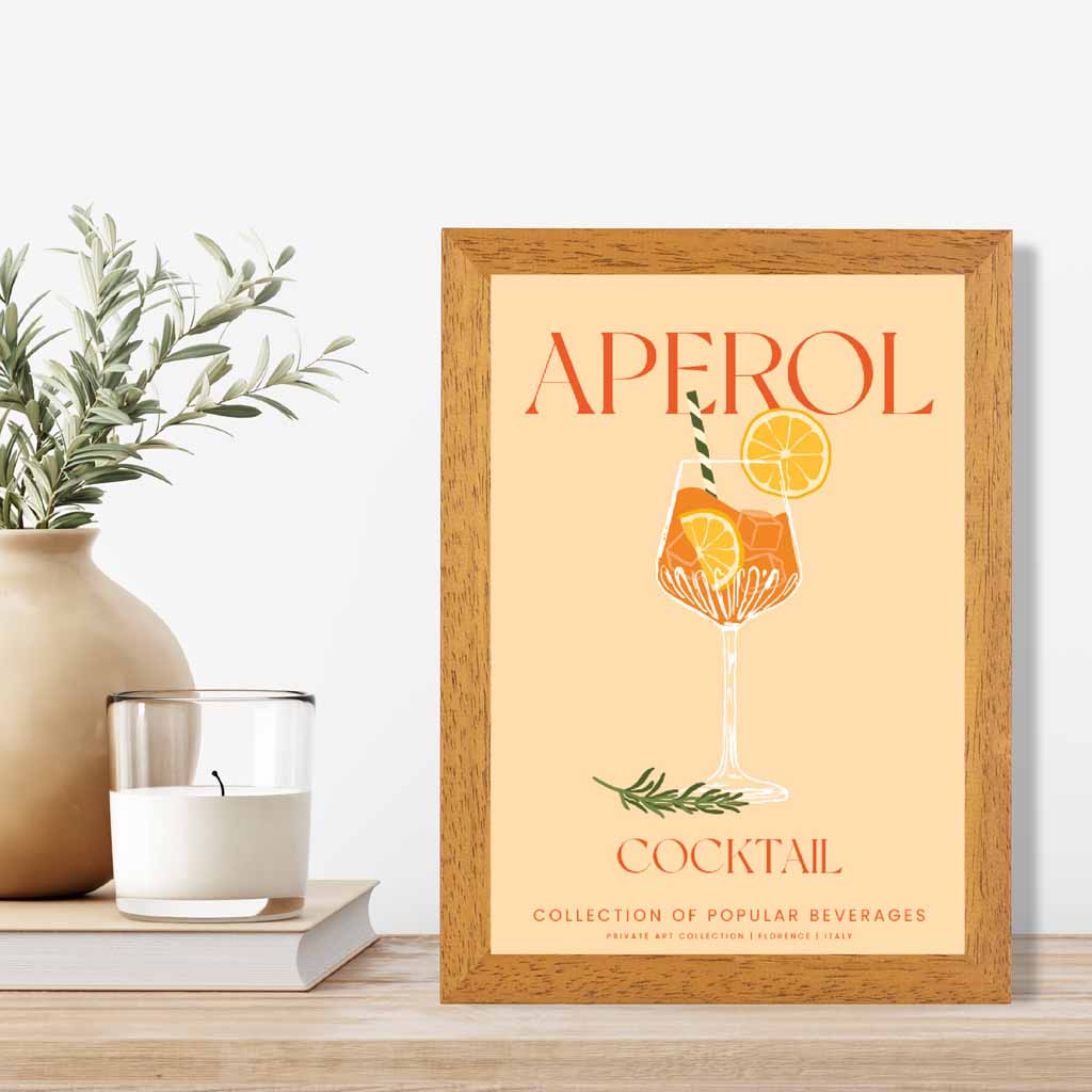 Aperol Beige, Colourful Cocktail Art Print | Wall Art Plaza UK