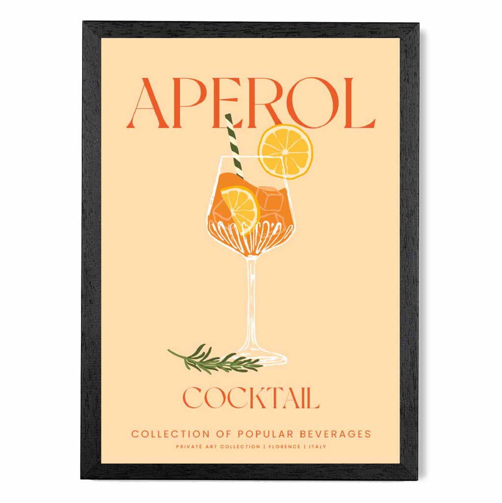 Aperol Beige, Colourful Cocktail Art Print | Wall Art Plaza UK