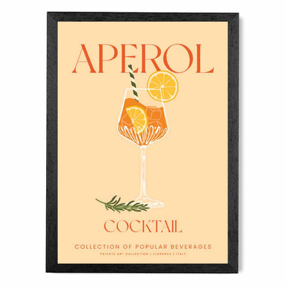 Aperol Beige, Colourful Cocktail Art Print | Wall Art Plaza UK