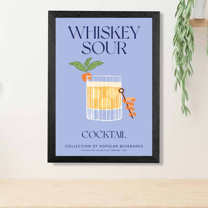 Whiskey Sour Purple, Colourful Cocktail Art Print | Wall Art Plaza UK