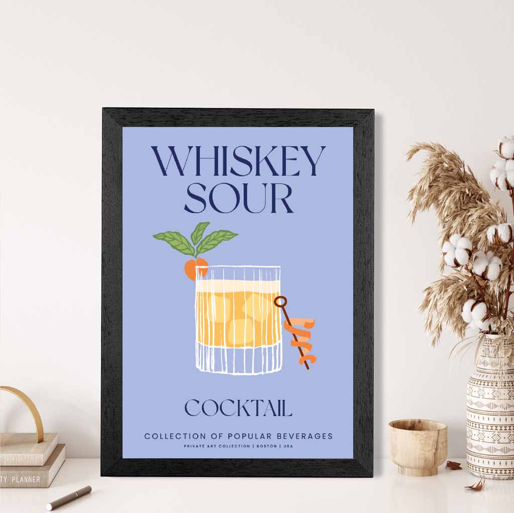 Whiskey Sour Purple, Colourful Cocktail Art Print | Wall Art Plaza UK