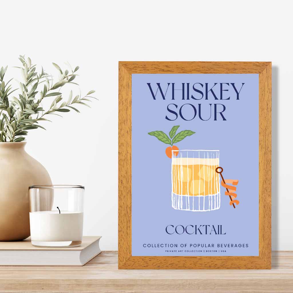 Whiskey Sour Purple, Colourful Cocktail Art Print | Wall Art Plaza UK