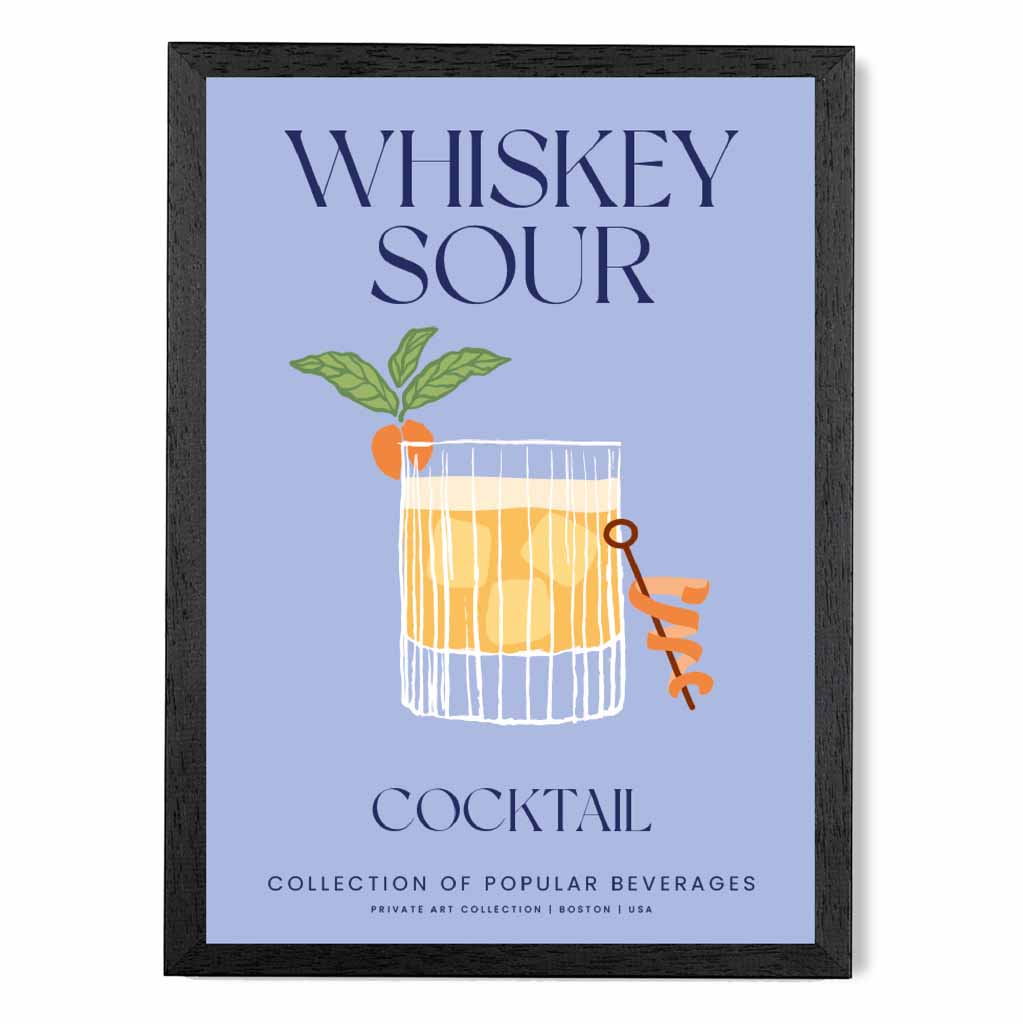 Whiskey Sour Purple, Colourful Cocktail Art Print | Wall Art Plaza UK