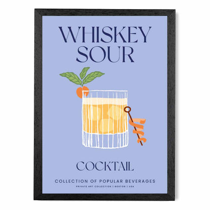 Whiskey Sour Purple, Colourful Cocktail Art Print | Wall Art Plaza UK