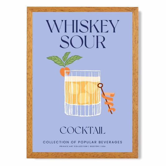 Whiskey Sour Purple, Colourful Cocktail Art Print | Wall Art Plaza UK